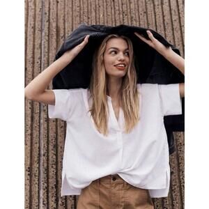 Madewell (Re)sponsible Lakeline Popover Shirt in Lighthouse Small $69.50 MC776